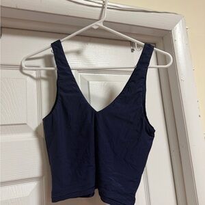 aerie Navy V-Neck Crop Tank